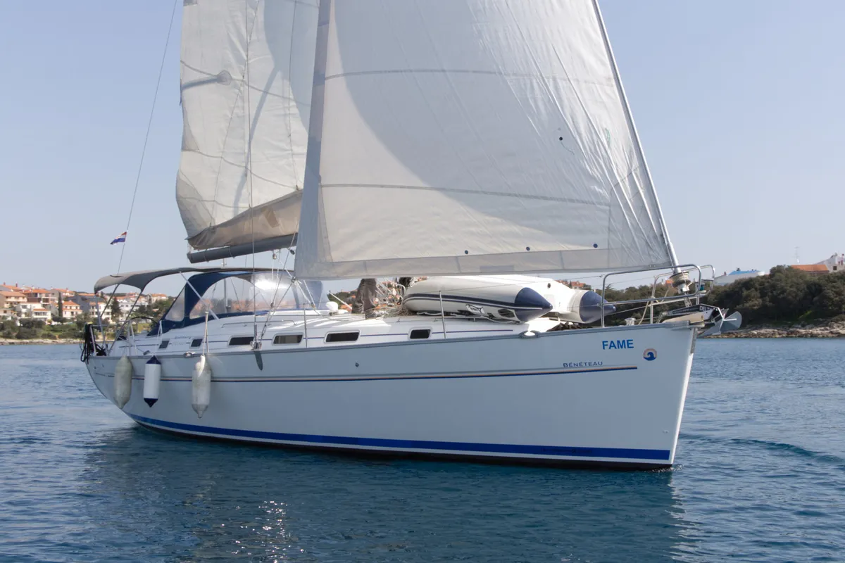 Exterior view of Fame, a Beneteau Cyclades 43.3 sailboat at Heiligenhafen, Germany
