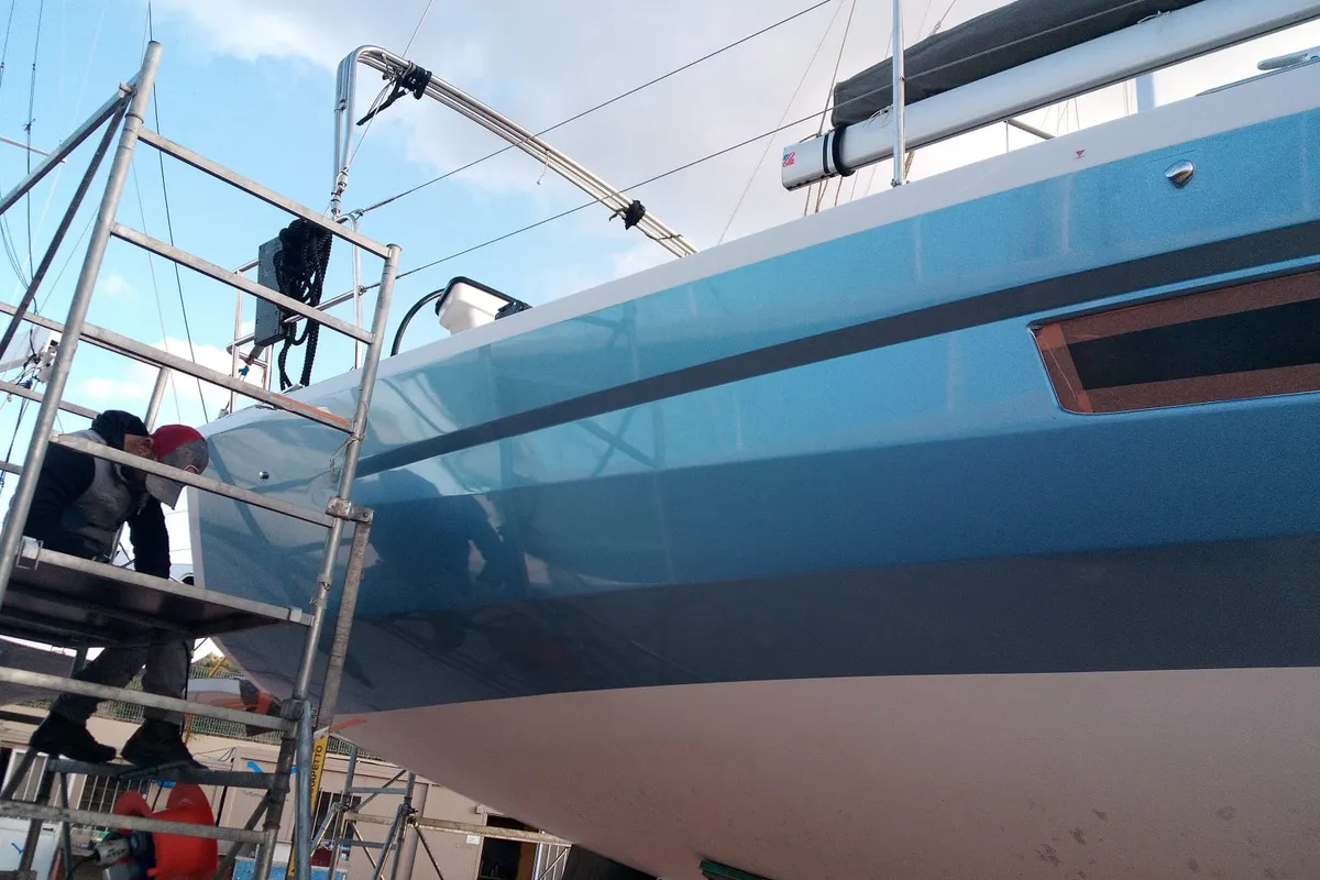 Polygala, a Dufour 37 sailboat at Olbia, Italy