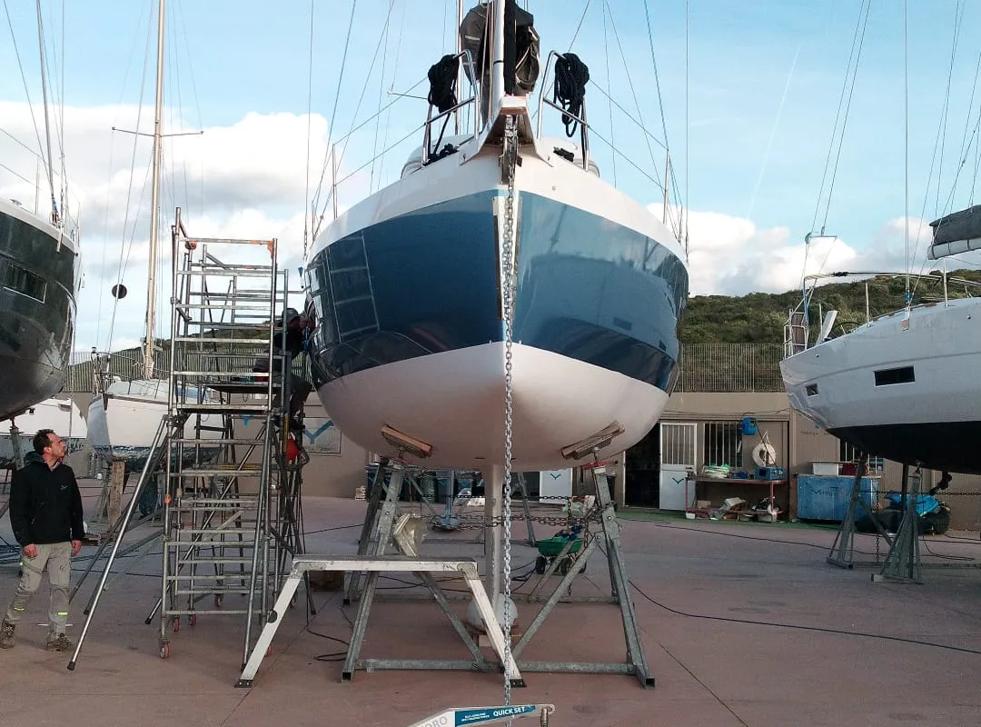 Polygala, a Dufour 37 sailboat at Olbia, Italy