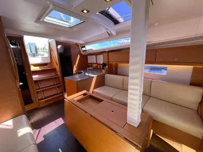 Salon of Polygala, a Dufour 37 sailboat at Olbia, Italy