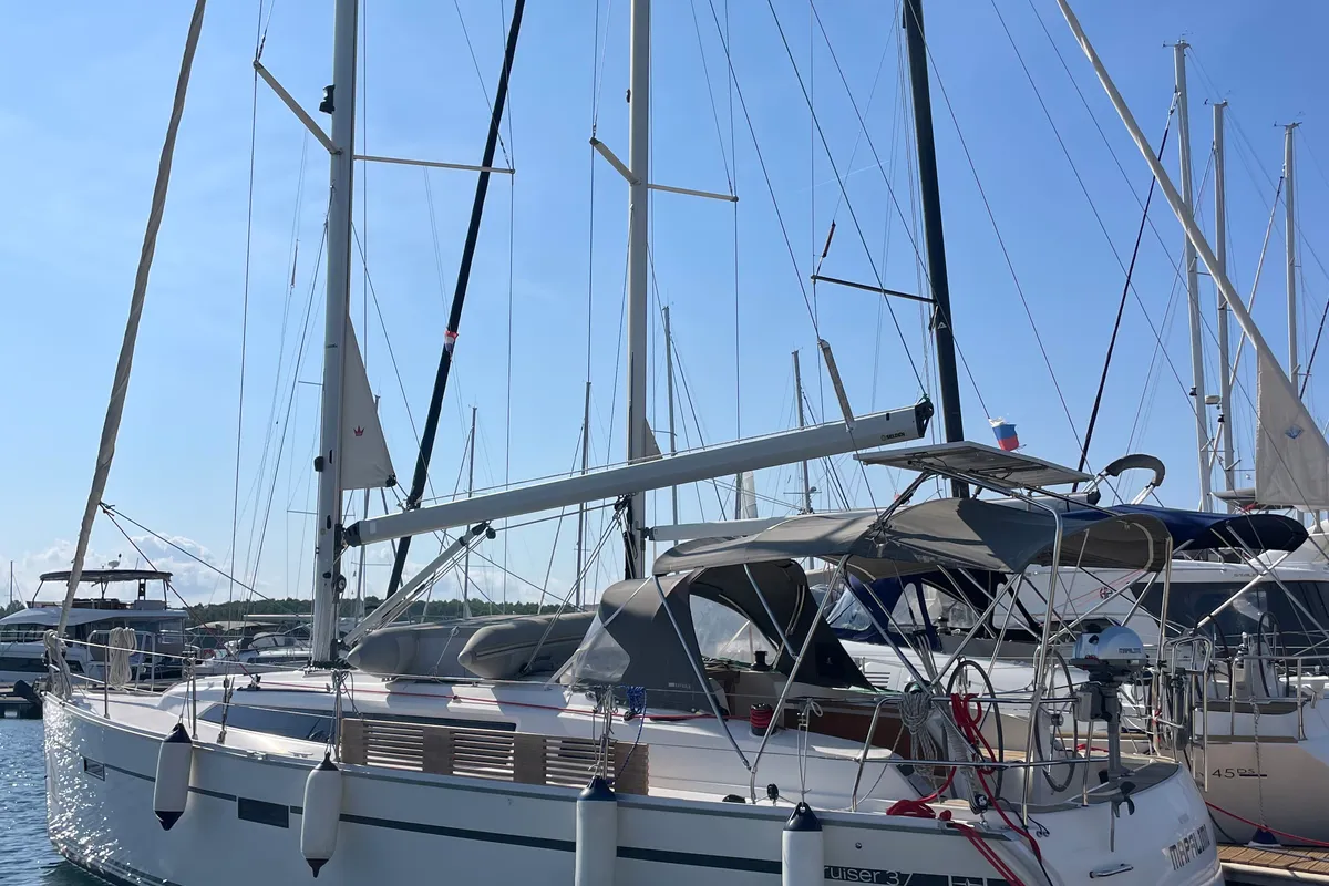 Exterior view of Mapalimi, a Bavaria Cruiser 37 sailboat at Grad Šibenik, Croatia