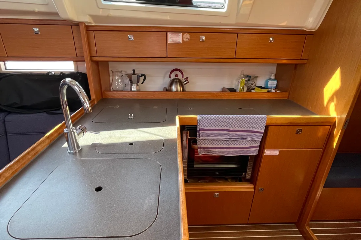 Galley of Mapalimi, a Bavaria Cruiser 37 sailboat at Grad Šibenik, Croatia