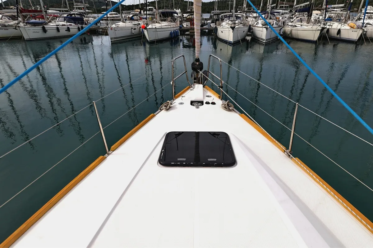 Deck of Top Gun, a Elan Impression 45.1 sailboat at Pirovac, Croatia