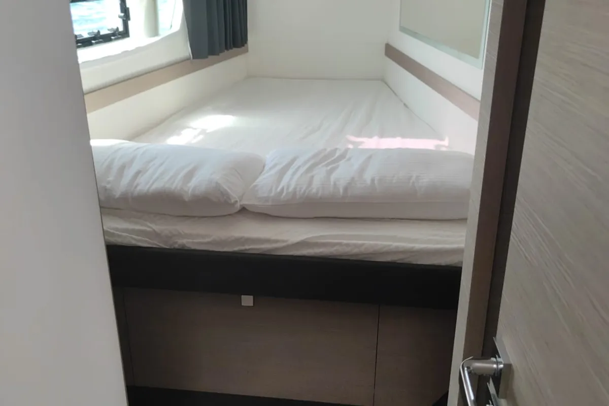 Cabin on Isla, a Fountaine Pajot Isla 40 catamaran at Castellammare del Golfo, Italy