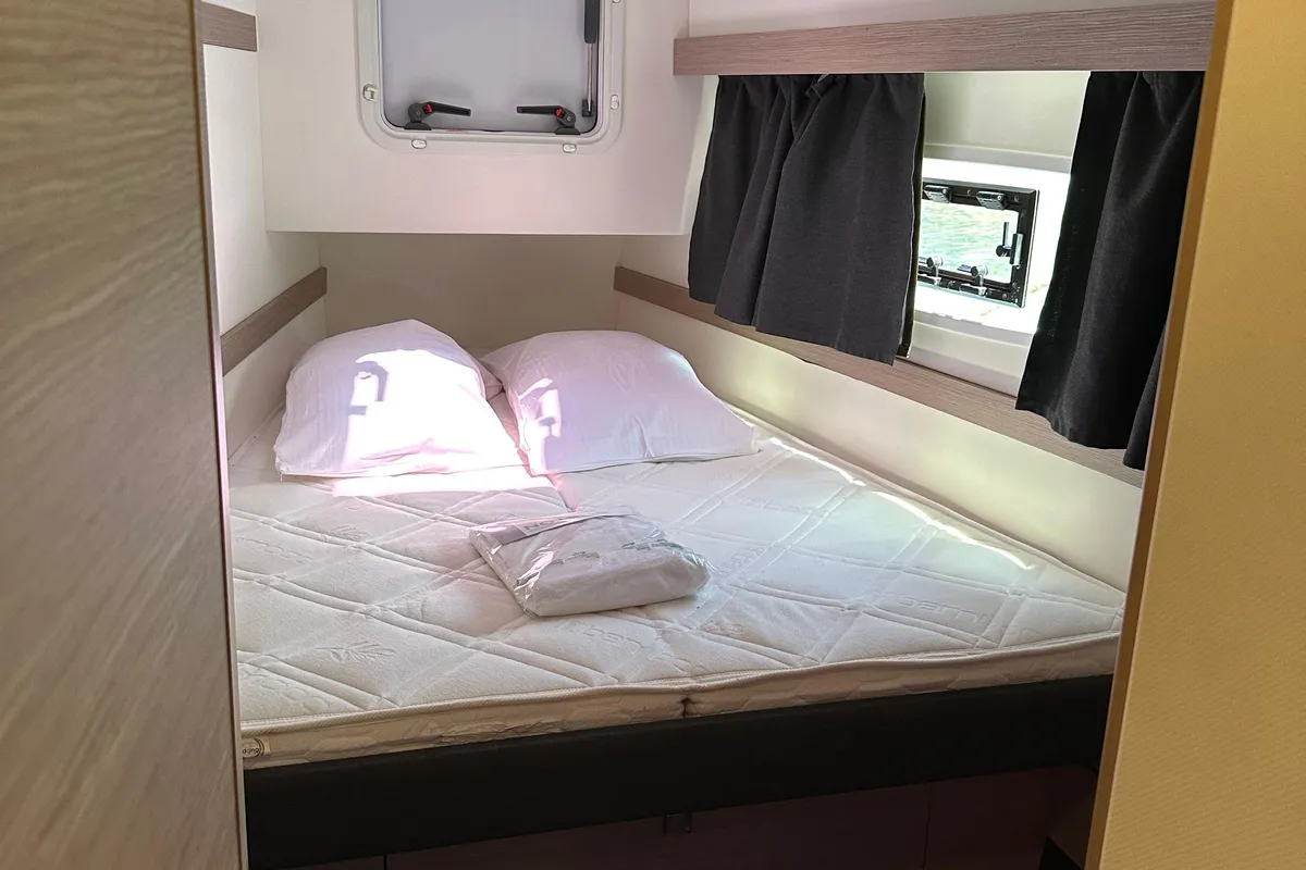 Cabin on Isla, a Fountaine Pajot Isla 40 catamaran at Castellammare del Golfo, Italy