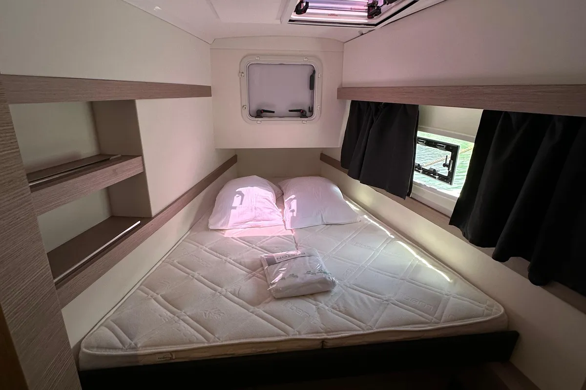 Cabin on Isla, a Fountaine Pajot Isla 40 catamaran at Castellammare del Golfo, Italy
