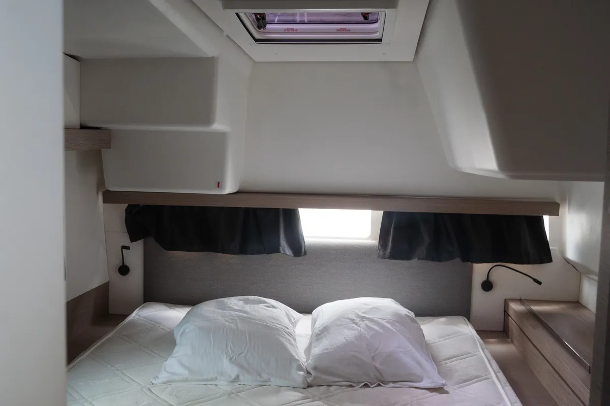 Cabin on Isla, a Fountaine Pajot Isla 40 catamaran at Castellammare del Golfo, Italy