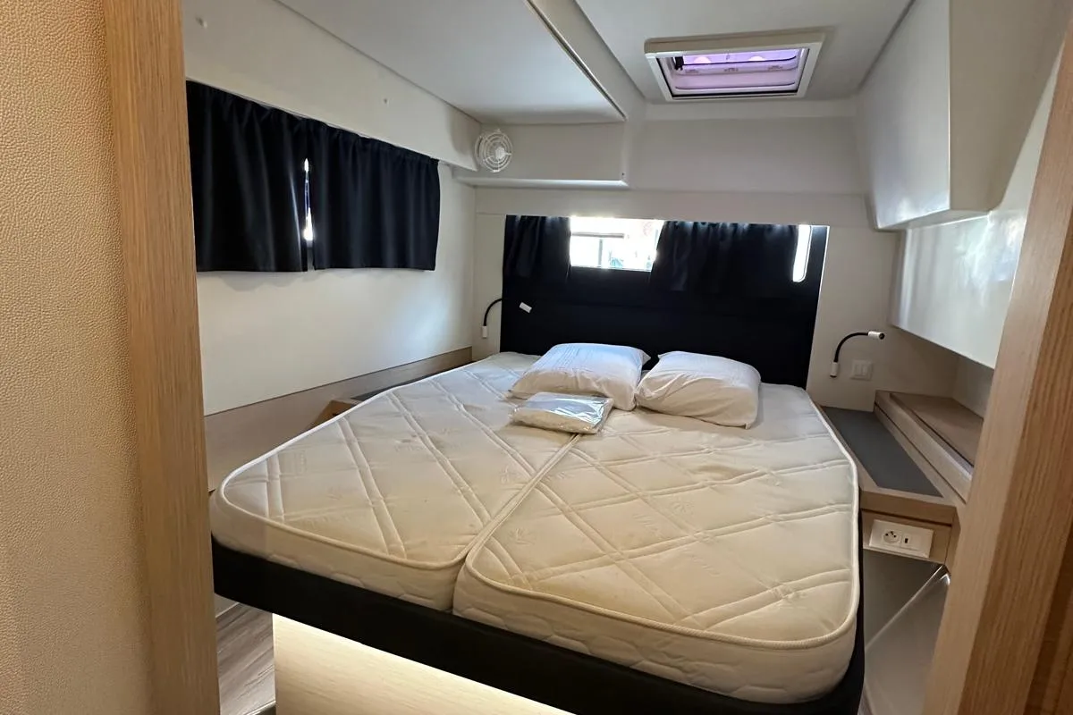 Cabin on Isla, a Fountaine Pajot Isla 40 catamaran at Castellammare del Golfo, Italy