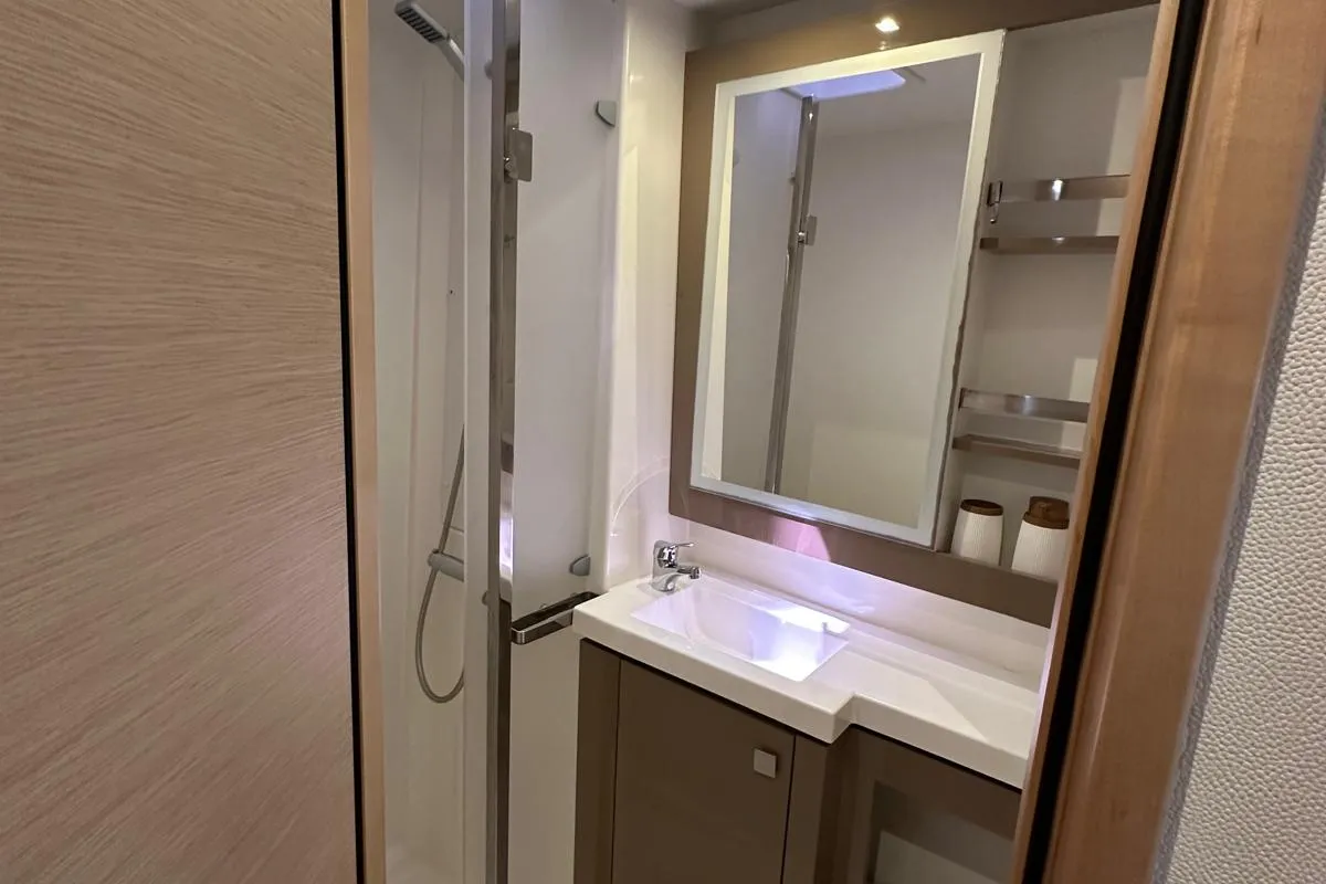Head on Isla, a Fountaine Pajot Isla 40 catamaran at Castellammare del Golfo, Italy