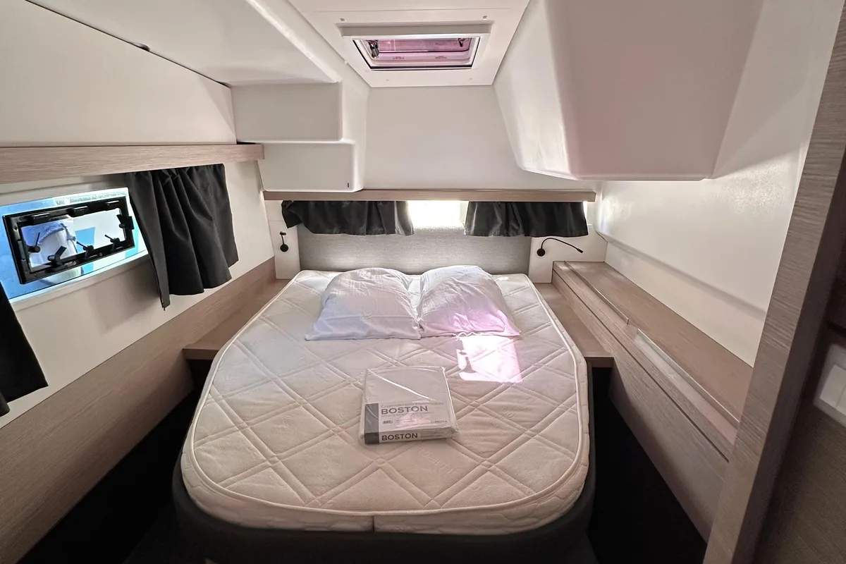 Cabin on Isla, a Fountaine Pajot Isla 40 catamaran at Castellammare del Golfo, Italy