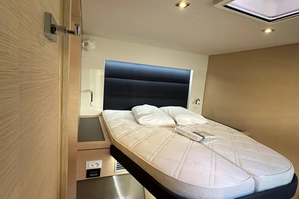 Cabin on Isla, a Fountaine Pajot Isla 40 catamaran at Castellammare del Golfo, Italy