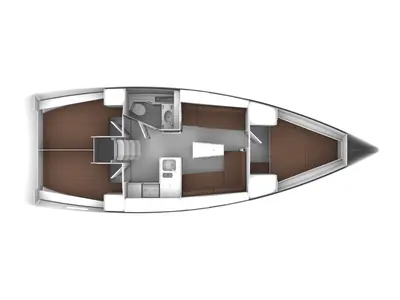 Floor plan of Bavaria Cruiser 37, a sailboat at Zadar, Croatia
