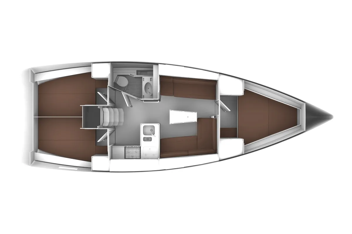 Floor plan of Bavaria Cruiser 37, a sailboat at Zadar, Croatia