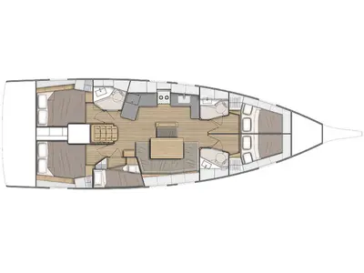 Floor plan of Bar Bar, a Beneteau Oceanis 46.1 sailboat at Athens, Greece