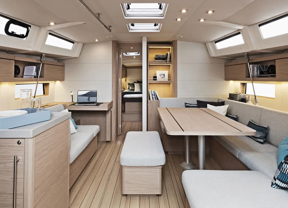 Salon of Bar Bar, a Beneteau Oceanis 46.1 sailboat at Athens, Greece