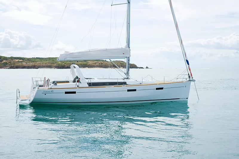 Exterior view of Moonshine, a Beneteau Oceanis 45 sailboat at Pa Khlok, Thailand