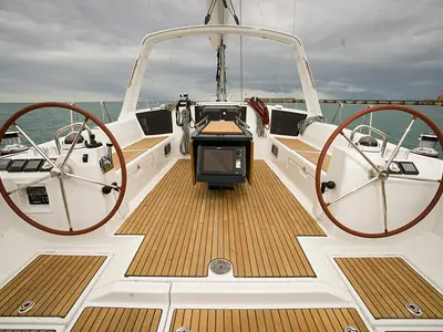 Cockpit of Moonshine, a Beneteau Oceanis 45 sailboat at Pa Khlok, Thailand