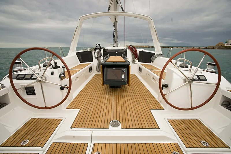 Cockpit of Moonshine, a Beneteau Oceanis 45 sailboat at Pa Khlok, Thailand