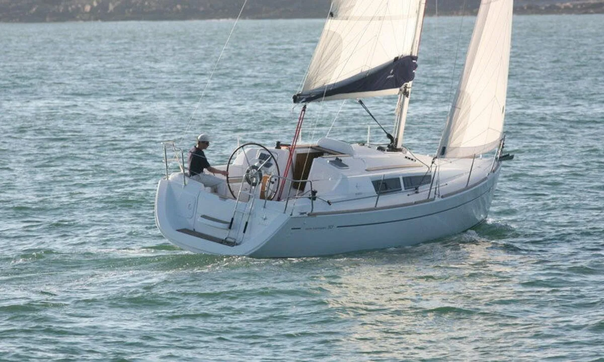 Exterior view of Lightning, a Jeanneau Sun Odyssey 30i sailboat at Barth, Germany