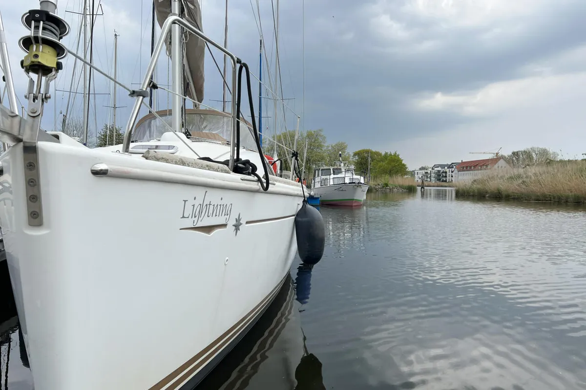 Exterior view of Lightning, a Jeanneau Sun Odyssey 30i sailboat at Barth, Germany
