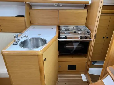 Galley of Lightning, a Jeanneau Sun Odyssey 30i sailboat at Barth, Germany
