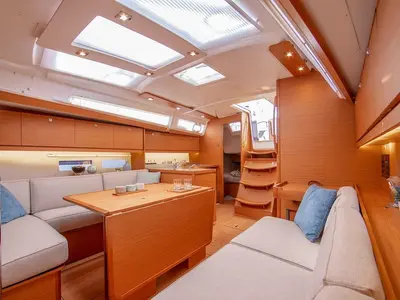 Salon of Bade Lal, a Dufour 390 Grand Large sailboat at Marmaris, Turkey