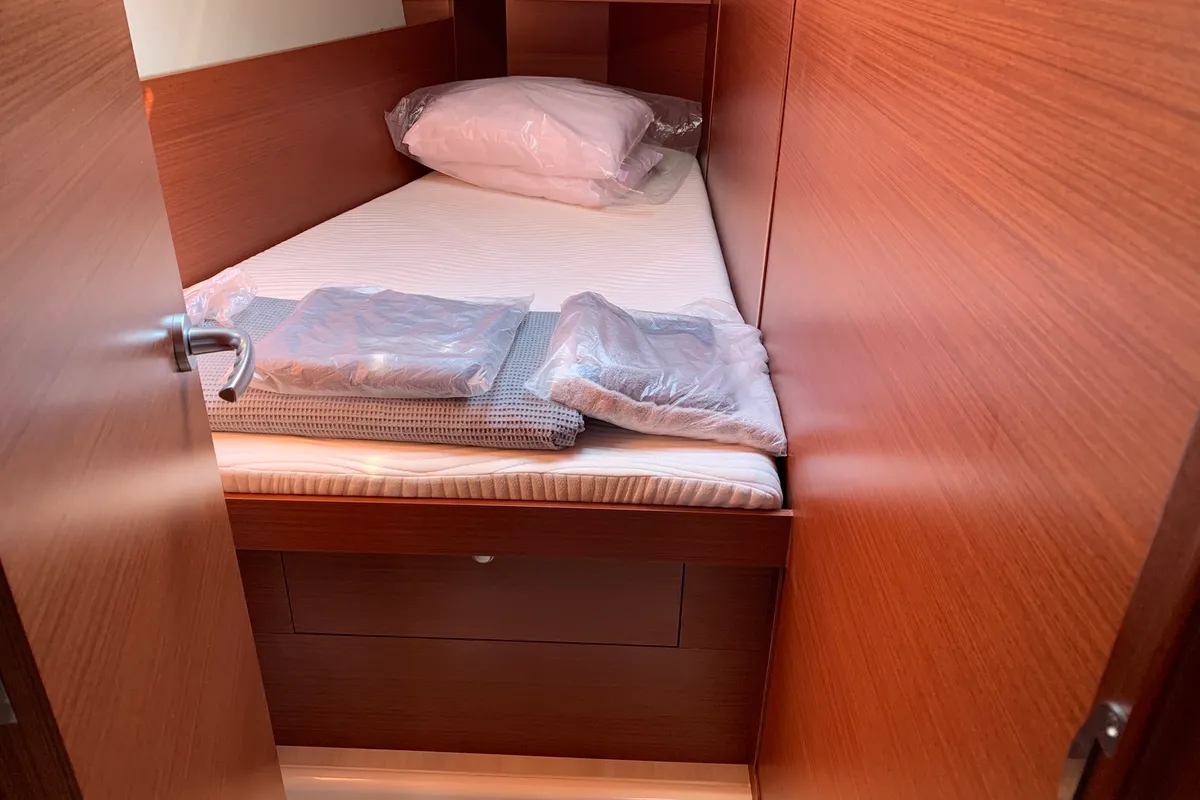Cabin on Oreo, a Hanse 458 sailboat at Thessaloniki, Greece
