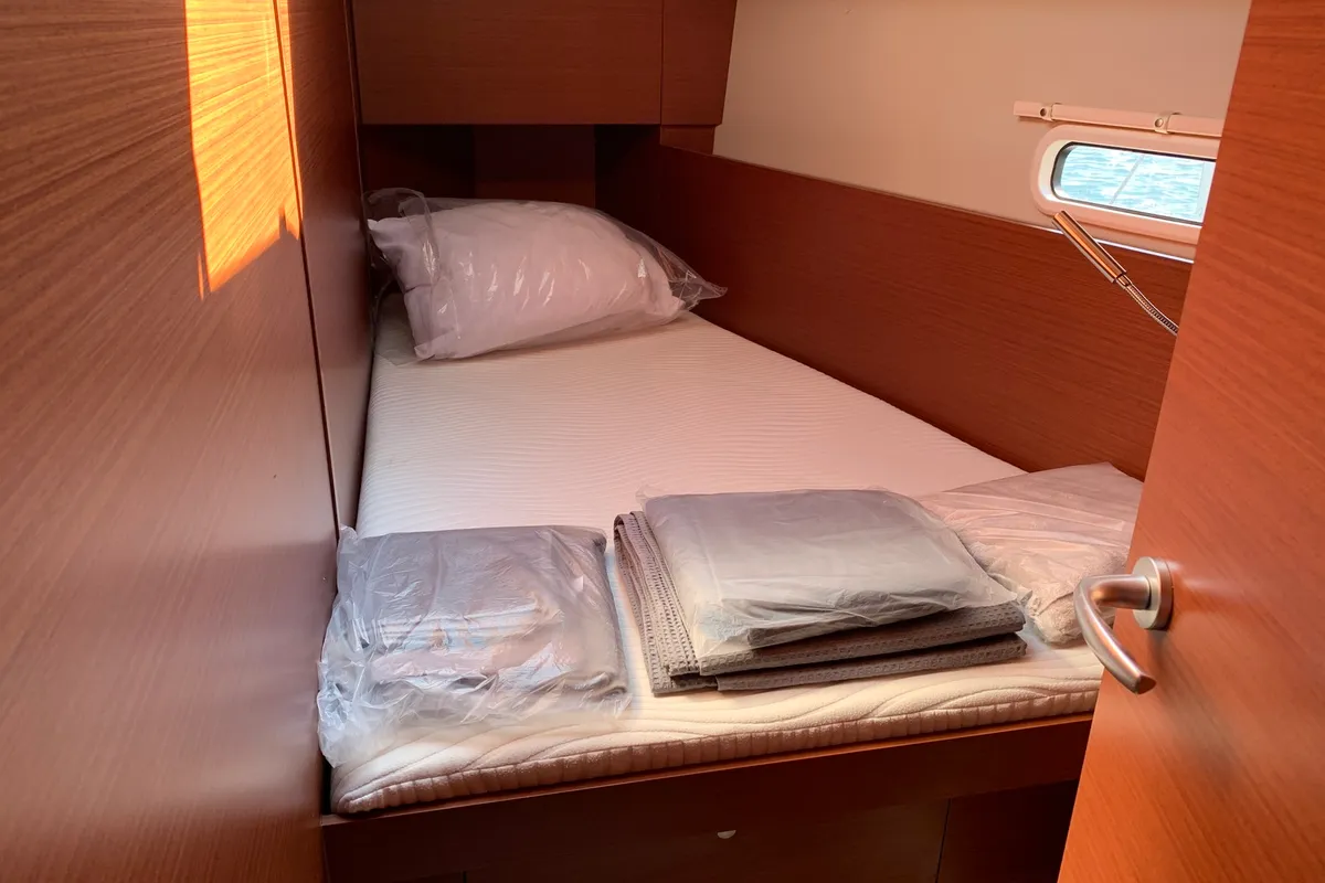 Cabin on Oreo, a Hanse 458 sailboat at Thessaloniki, Greece