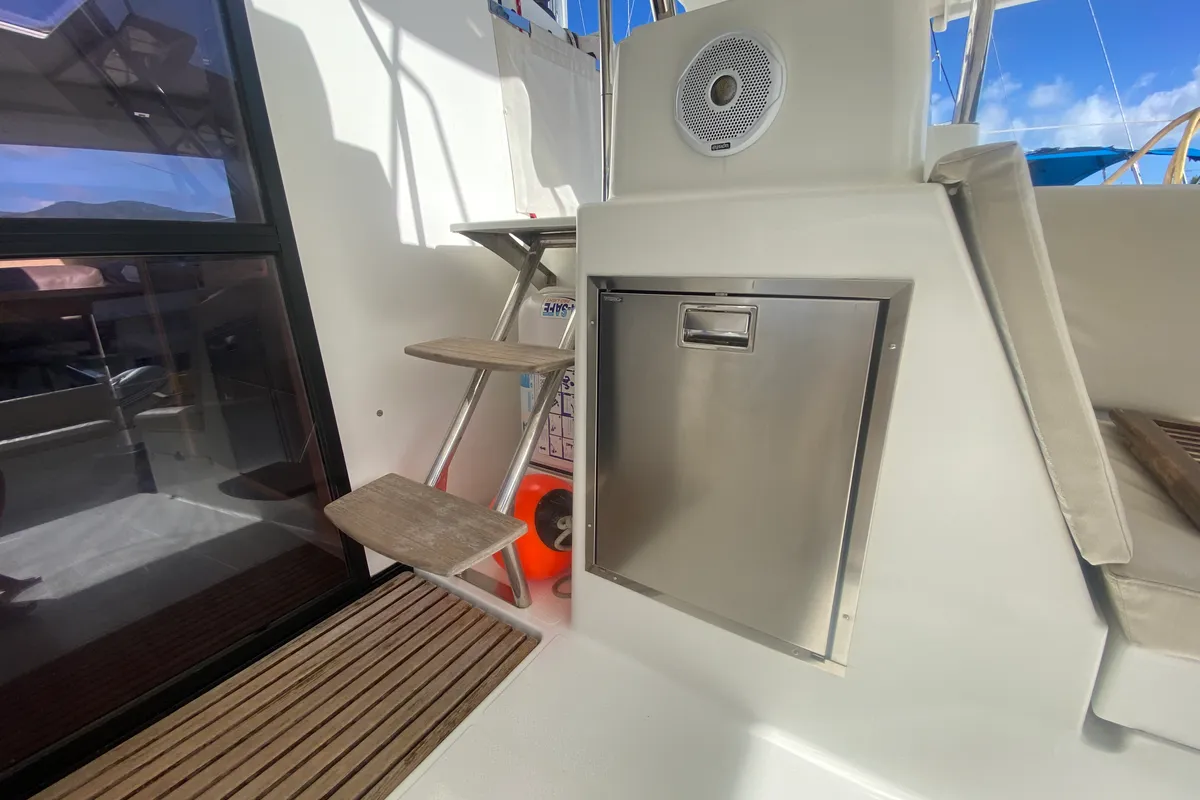 Deck of Peacemaker, a Fountaine Pajot Helia 44 catamaran at Road Town, British Virgin Islands