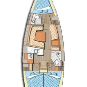 Floor plan of Orca O., a Elan 384 Impression sailboat at Izola / Isola, Slovenia