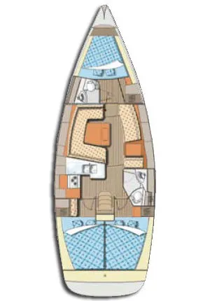 Floor plan of Orca O., a Elan 384 Impression sailboat at Izola / Isola, Slovenia