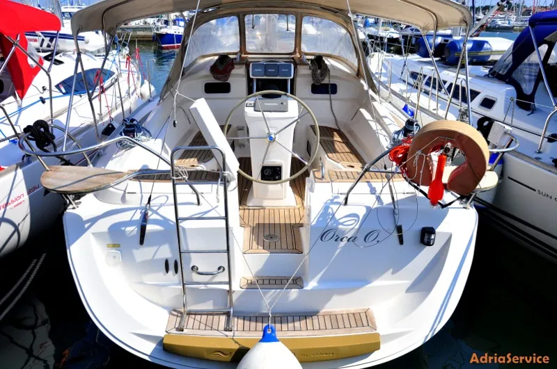 Cockpit of Orca O., a Elan 384 Impression sailboat at Izola / Isola, Slovenia