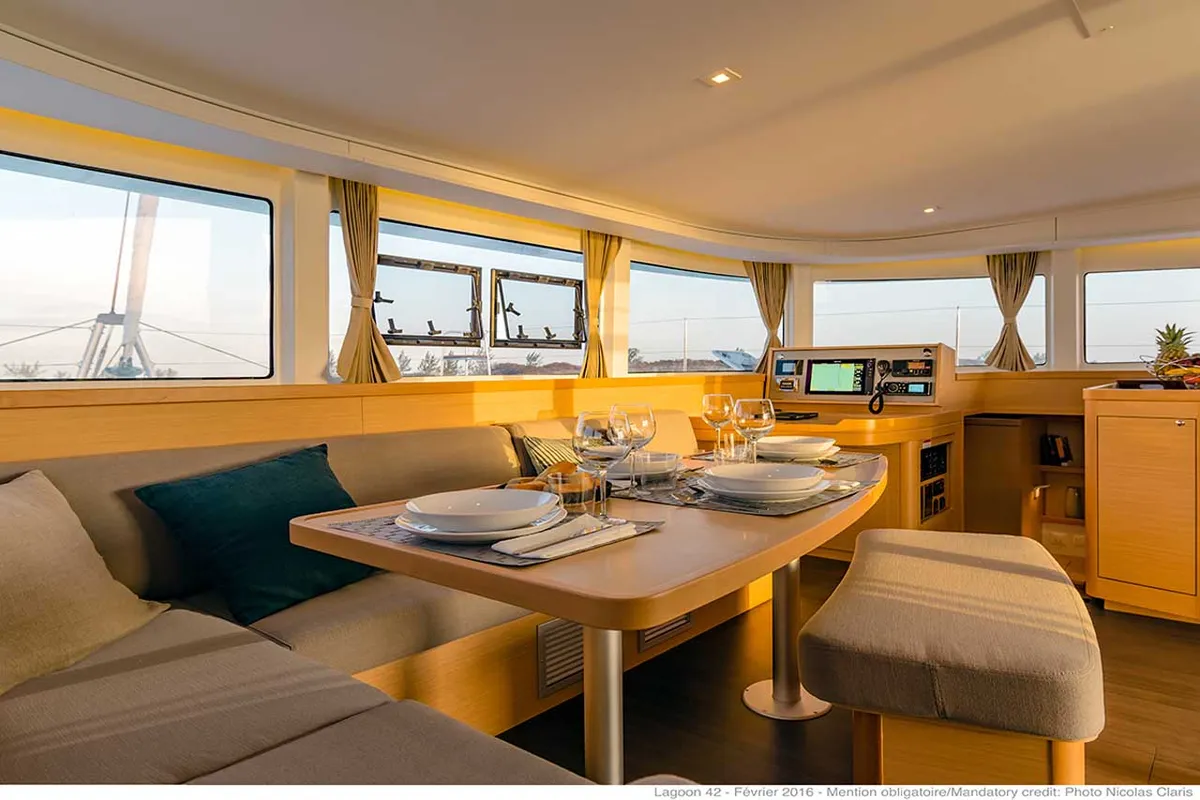 Salon of Solaris, a Lagoon 42 catamaran at Grad Trogir, Croatia
