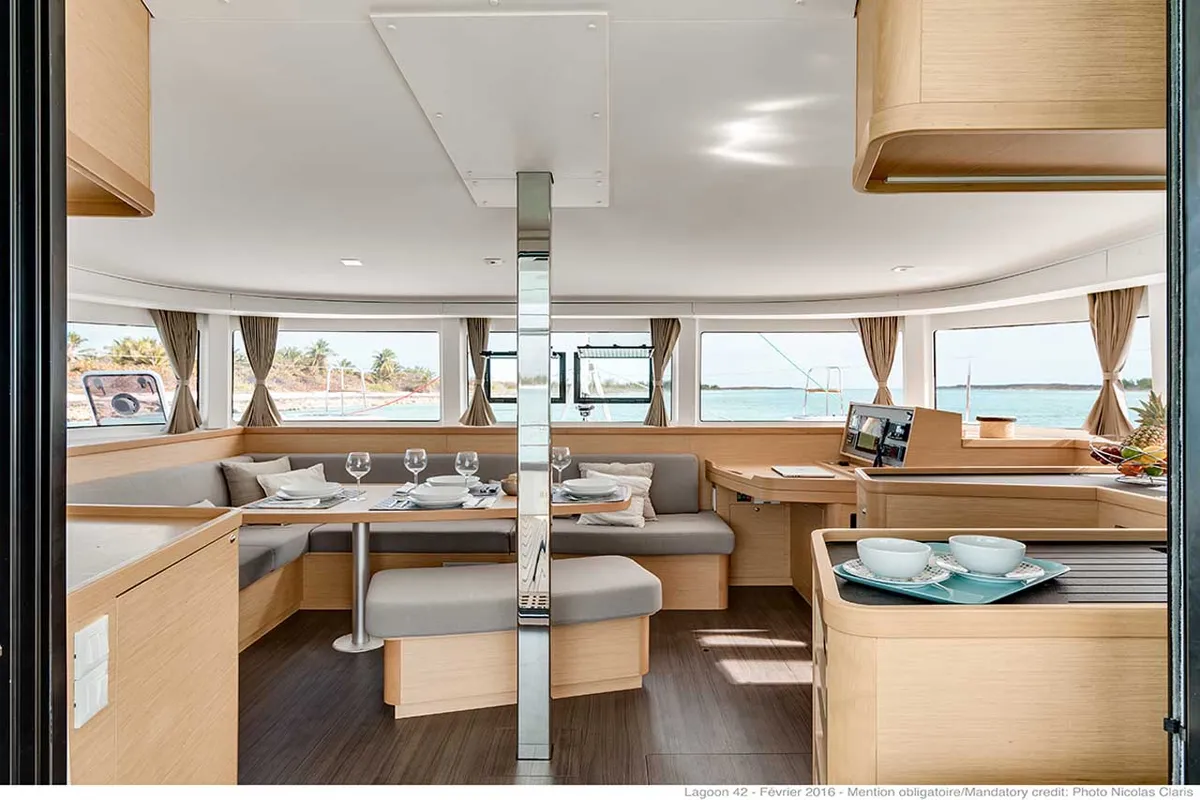Salon of Solaris, a Lagoon 42 catamaran at Grad Trogir, Croatia