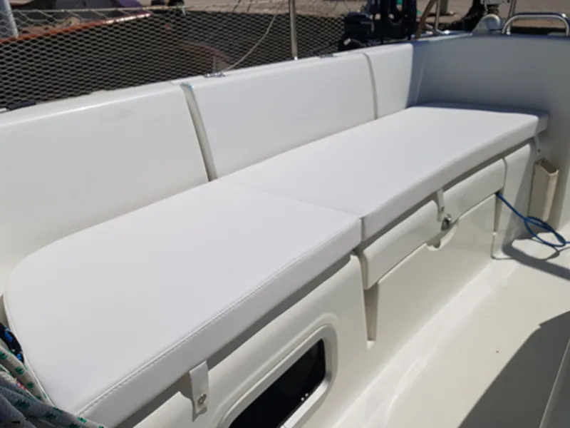 Deck of Velasquez, a Beneteau Cyclades 43.4 sailboat at Nettuno, Italy