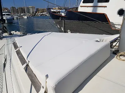 Deck of Velasquez, a Beneteau Cyclades 43.4 sailboat at Nettuno, Italy