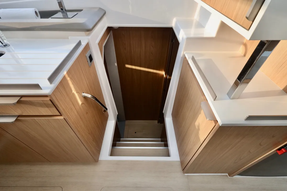 Salon of Rea, a Bali Catspace catamaran at Fethiye, Turkey