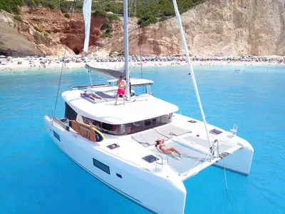 Exterior view of No Name: Master Cabin #2 (Cabin Charter 2 pax) FULLY CREWED, ALL EXPENSES, a Lagoon 42 catamaran at Municip…