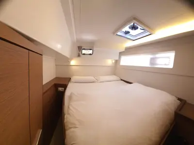 Cabin on Guantanamera, a Lagoon 40 catamaran at Olbia, Italy