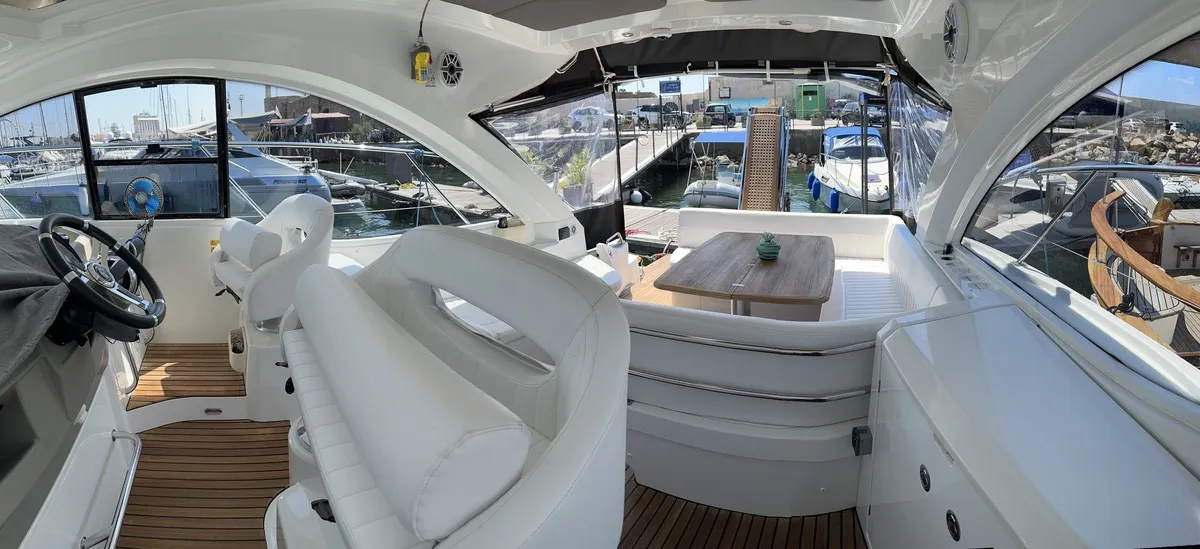 Deck of Monifa, a Beneteau Gran Turismo 38 motor yacht at Općina Sukošan, Croatia