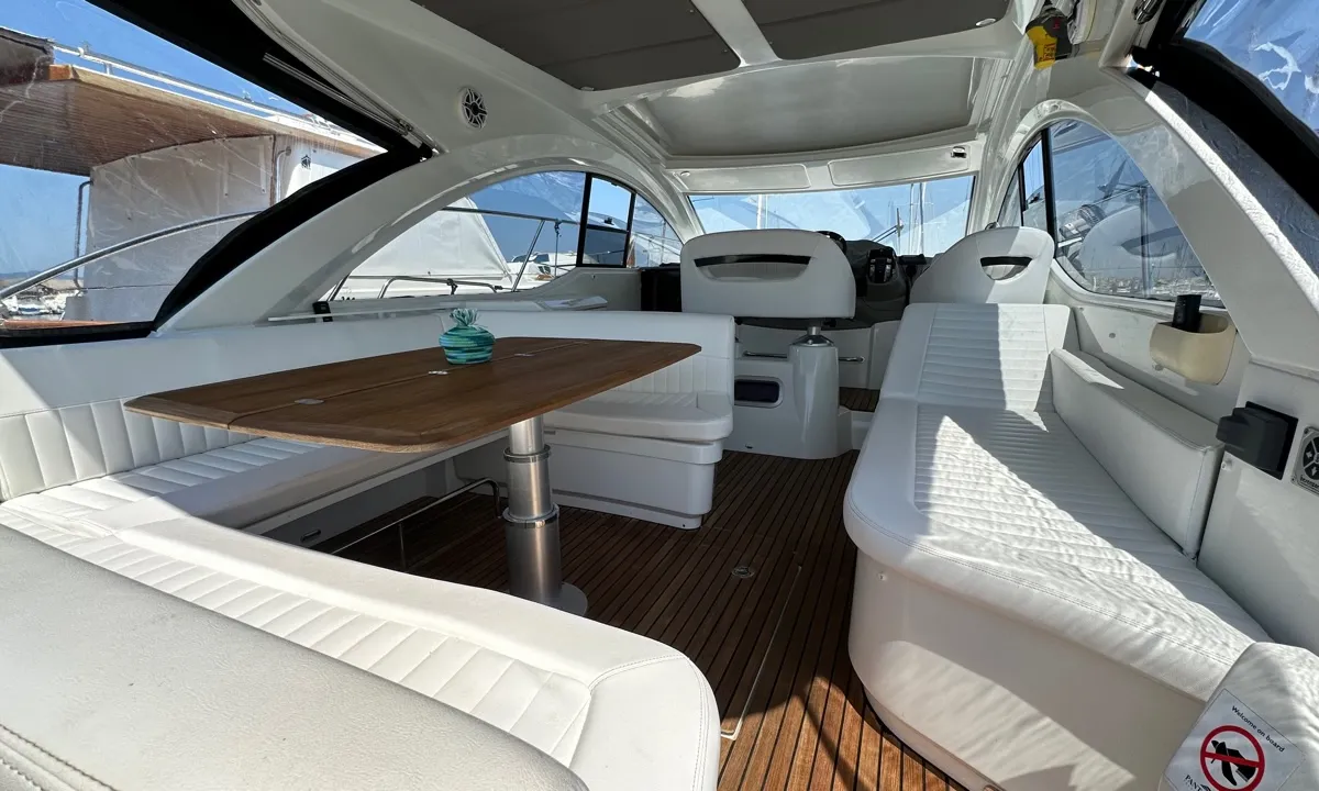 Deck of Monifa, a Beneteau Gran Turismo 38 motor yacht at Općina Sukošan, Croatia