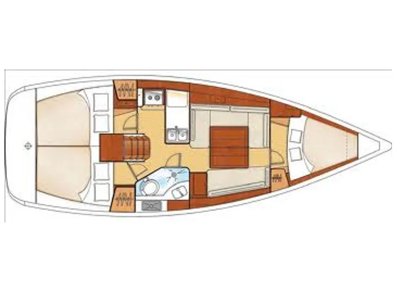 Floor plan of Izar, a Beneteau Oceanis 34 sailboat at U Pàize, Italy