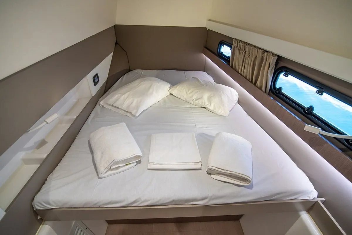 Cabin on Princess, a Bali 4.1 catamaran at Lefkada, Greece