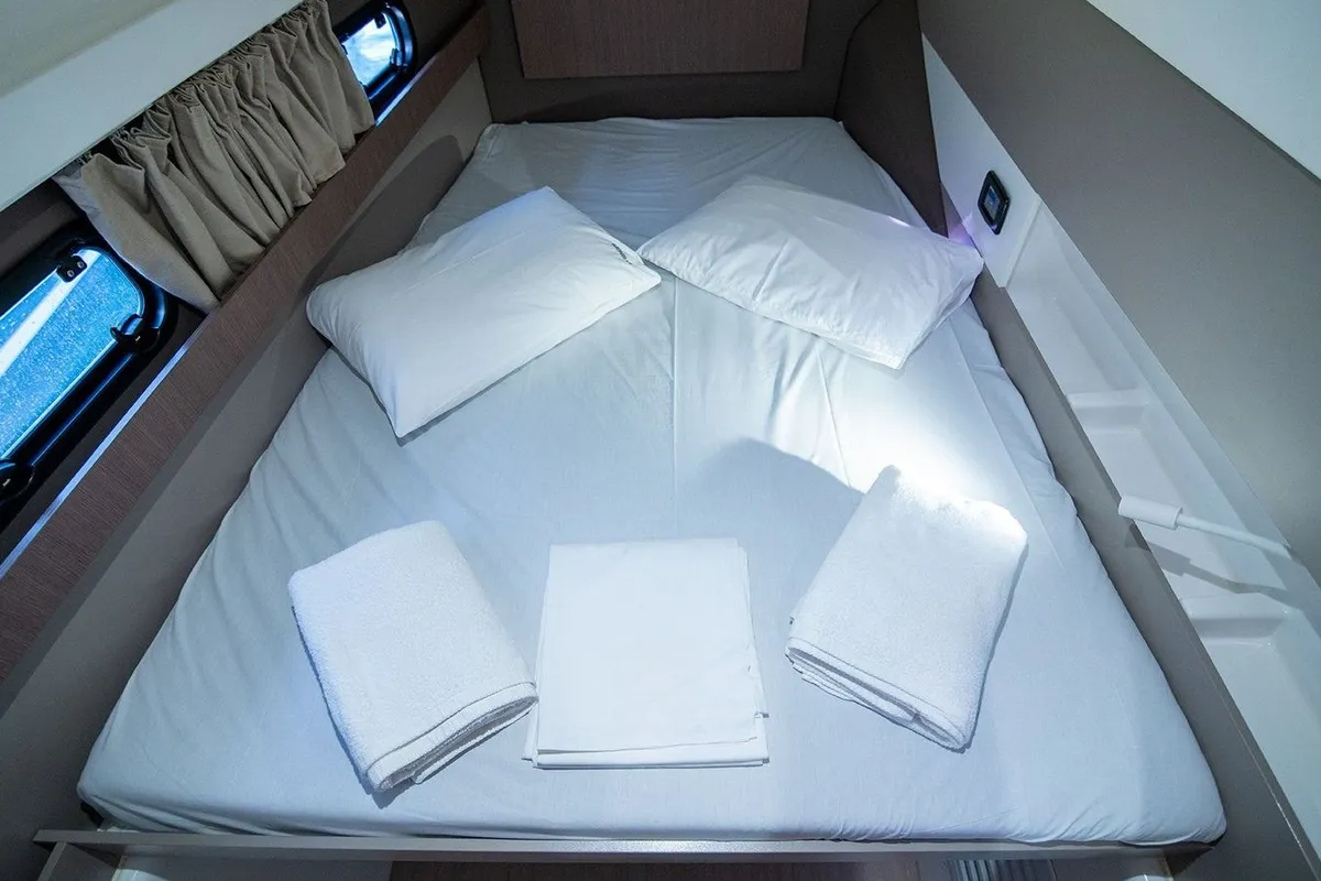Cabin on Princess, a Bali 4.1 catamaran at Lefkada, Greece