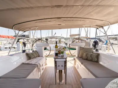 Galley of Calypso, a Bavaria C45 sailboat at Pirovac, Croatia