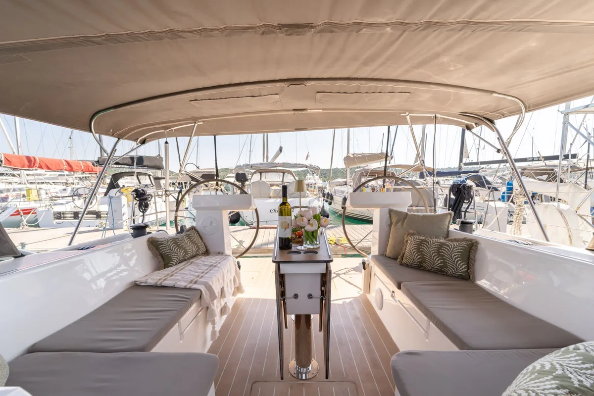 Galley of Calypso, a Bavaria C45 sailboat at Pirovac, Croatia