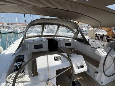 Cockpit of Calypso, a Bavaria C45 sailboat at Pirovac, Croatia