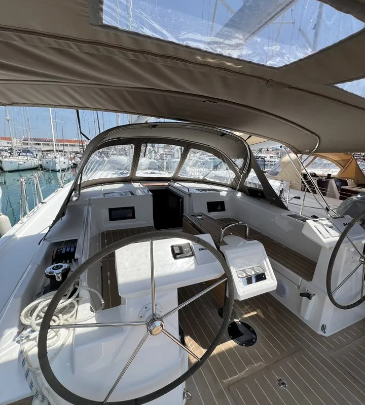 Cockpit of Calypso, a Bavaria C45 sailboat at Pirovac, Croatia