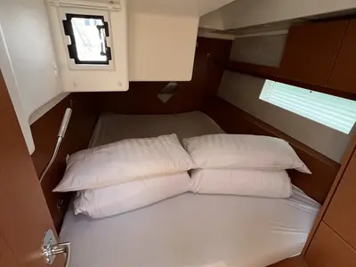 Cabin on Calypso, a Bavaria C45 sailboat at Pirovac, Croatia