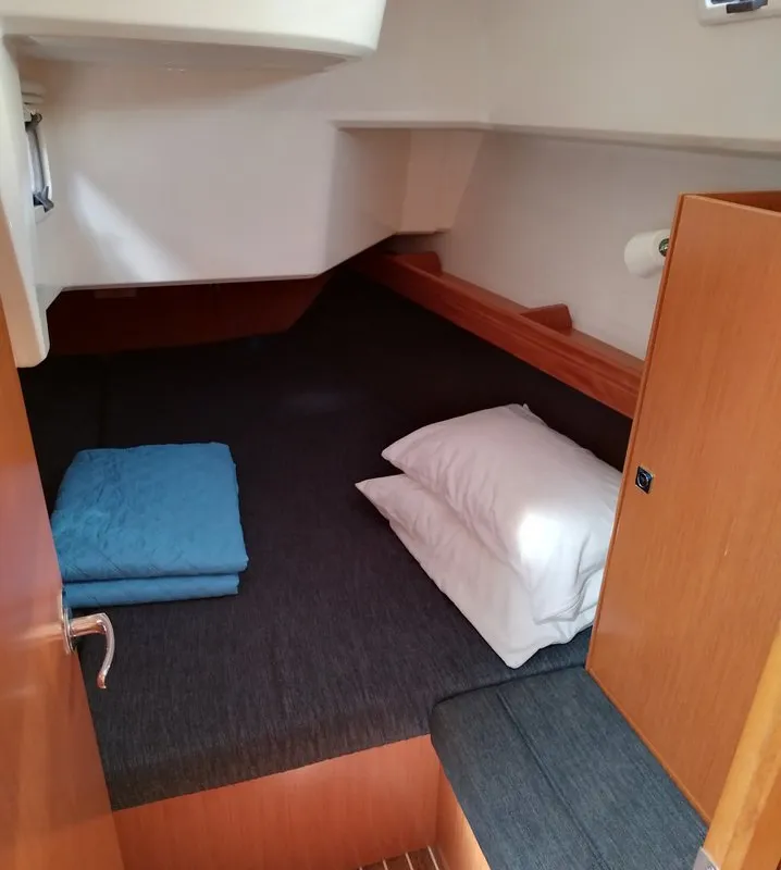 Cabin on Sea Hope, a Bavaria Cruiser 37 sailboat at Kontokali, Greece